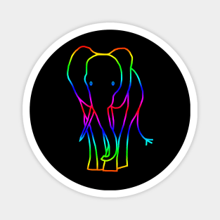 Rainbow Elephant Line Drawing Magnet